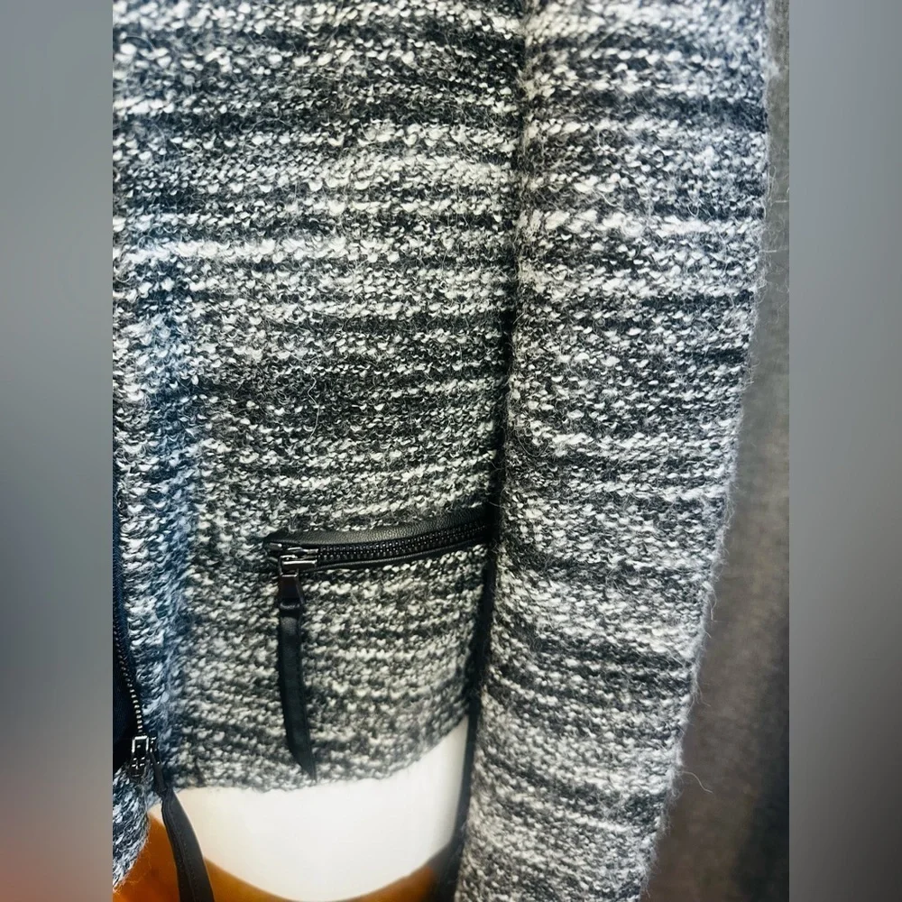 Rebecca Taylor Black & White Tweed Moto Jacket | Size 6